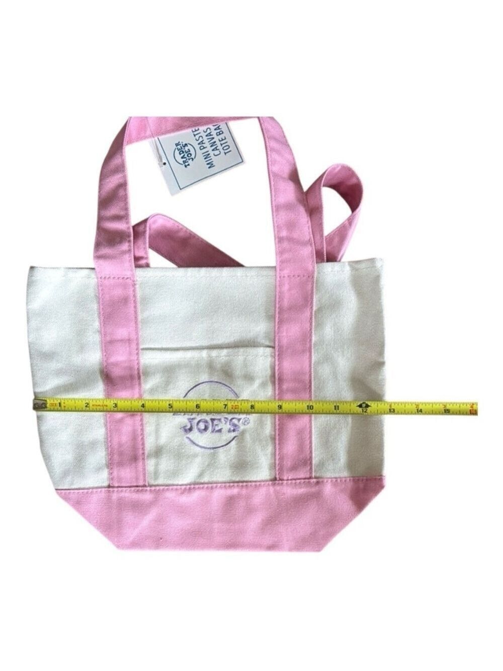 Trader Joe’s Mini Tote Canvas Bag, Pink, Embroidere… - Picture 2 of 5